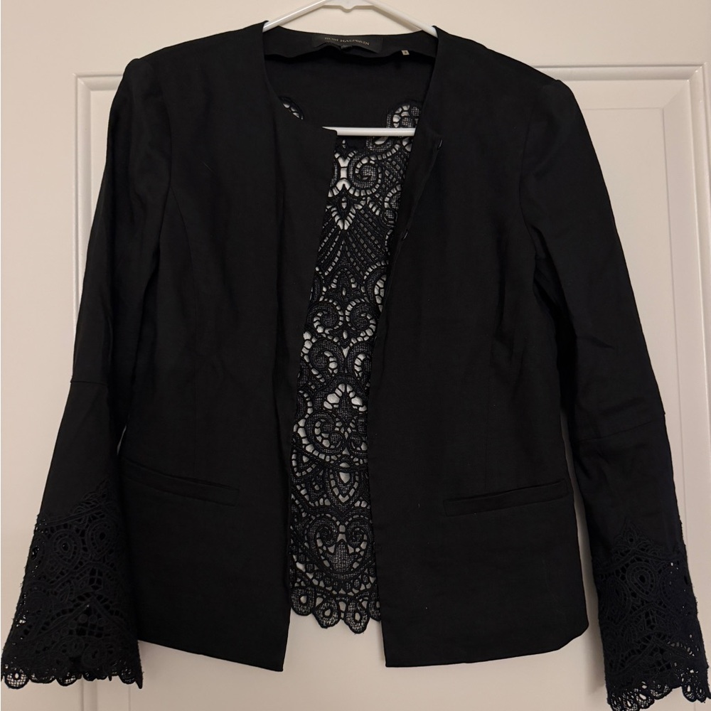Kobi Halperin Collarless Lace black blazer XS